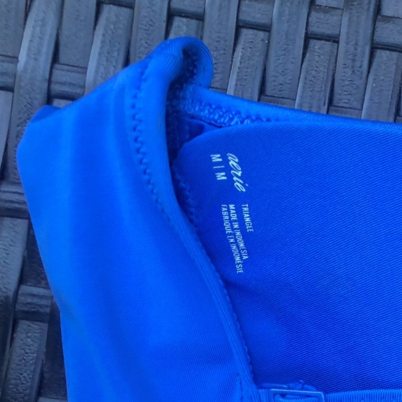 Aerie Swim | ruffled long line bikini top | blue - Picture 3 of 4